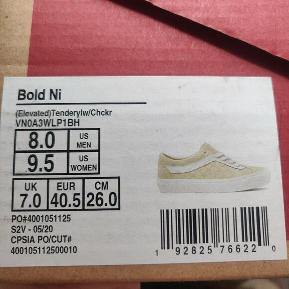 New in box Suede Butter yellow Vans sz 9.5 W - Picture 7 of 7